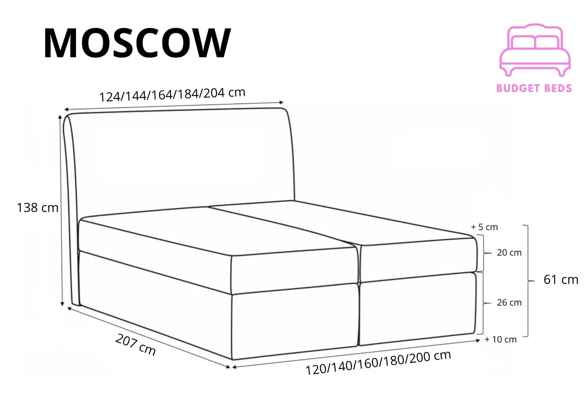 Boxspring Moscow Bed - Timeless Elegance with Ultimate Comfort